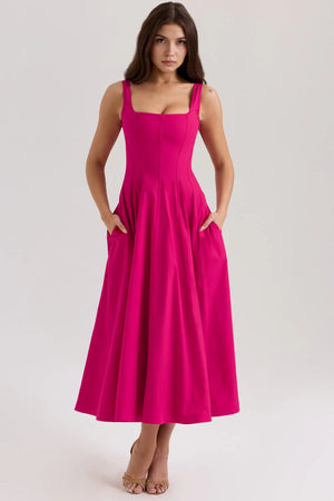 Ladies’ Bustier Midi Dress Shaping – Eleanor - Pink - Hadassha