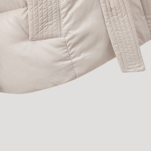 Ladies’ Hooded Puffer Jacket, Belted – Wren - Hadassha