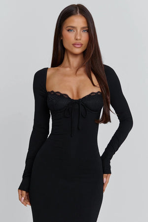 Long-Sleeve Maxi Dress Sculpting – Belinda - Hadassha