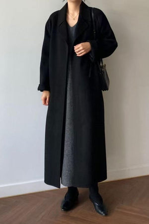 Longline Belted Coat – Geneva - Black - Hadassha