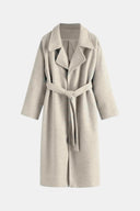 Longline Belted Wrap Coat Tailored Wool-Blend – Camille - Off White - Hadassha