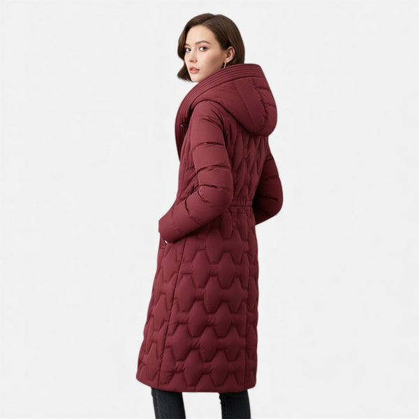 Longline Quilted Hooded Coat Insulated Water-Resistant - Hadassha