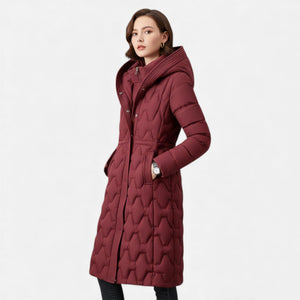 Longline Quilted Hooded Coat Insulated Water-Resistant - Hadassha