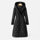 Longline Quilted Hooded Coat Insulated Water-Resistant - Black - Hadassha