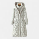 Longline Quilted Hooded Coat Insulated Water-Resistant - White - Hadassha