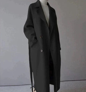 Longline Tailored Wool Coat – Rosalind - Black - Hadassha