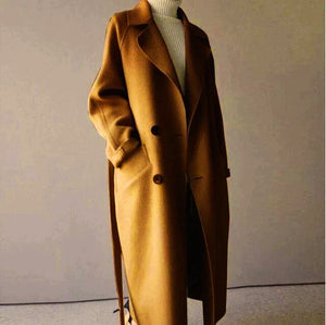 Longline Tailored Wool Coat – Rosalind - Light brown - Hadassha