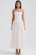 Maxi Dress Shaping Floral Print – Imogen - Chewing Gum White - Hadassha