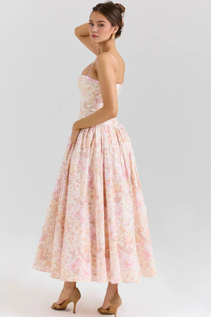 Maxi Dress Shaping Floral Print – Imogen - Floral Pink - Hadassha