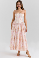 Maxi Dress Shaping Floral Print – Imogen - Floral Pink - Hadassha