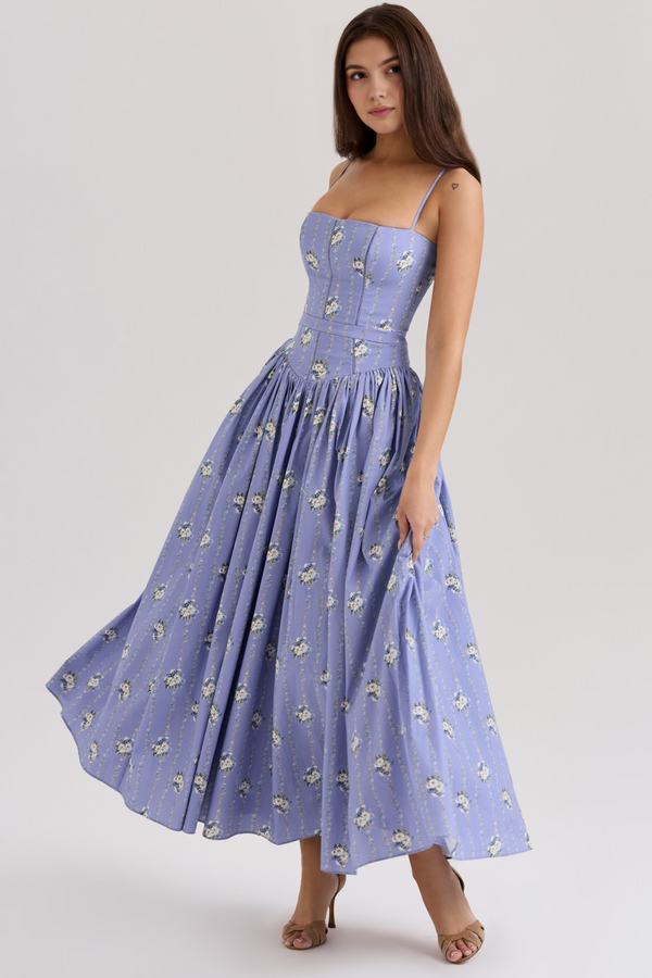 Maxi Dress Shaping Floral Print – Imogen - Floral Purple - Hadassha