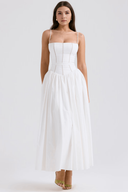 Maxi Dress Shaping Floral Print – Imogen - White - Hadassha