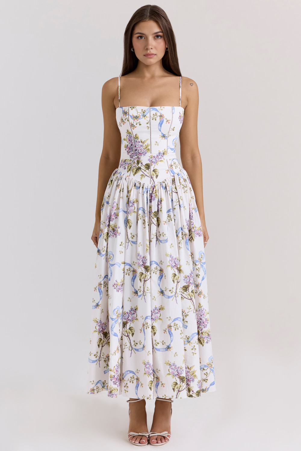 Maxi Dress Shaping Floral Print – Imogen - White Floral - Hadassha
