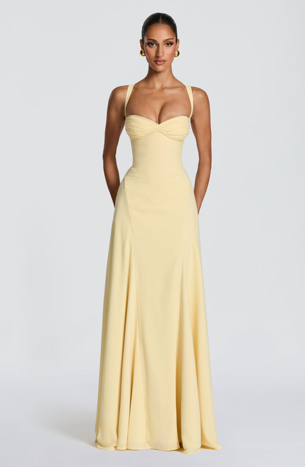Maxi Gown Sculpted Waist – Celeste - Butter Yellow - Hadassha