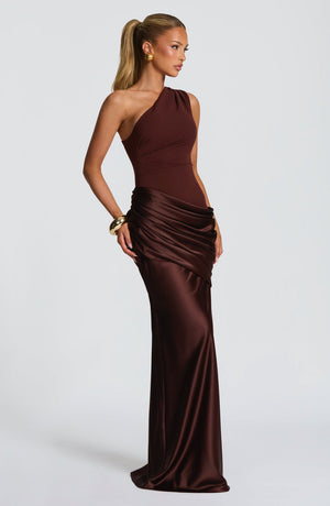 Mermaid Maxi Dress Figure-Flattering Satin - Patty - Hadassha 