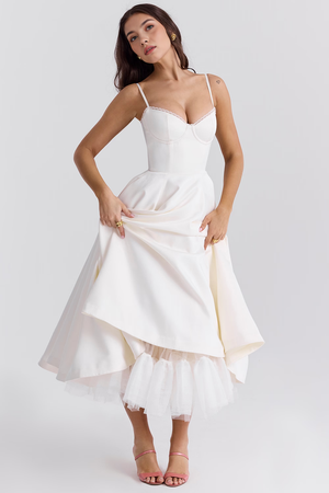 Midi Dress Double-Layer Underwired Satin – Esme - Hadassha