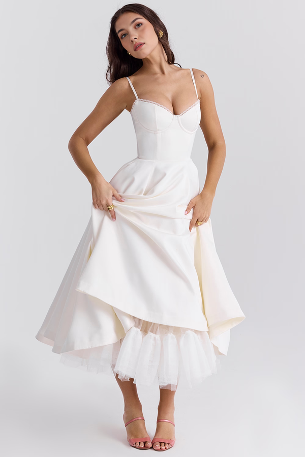 Midi Dress Double-Layer Underwired Satin – Esme - Hadassha