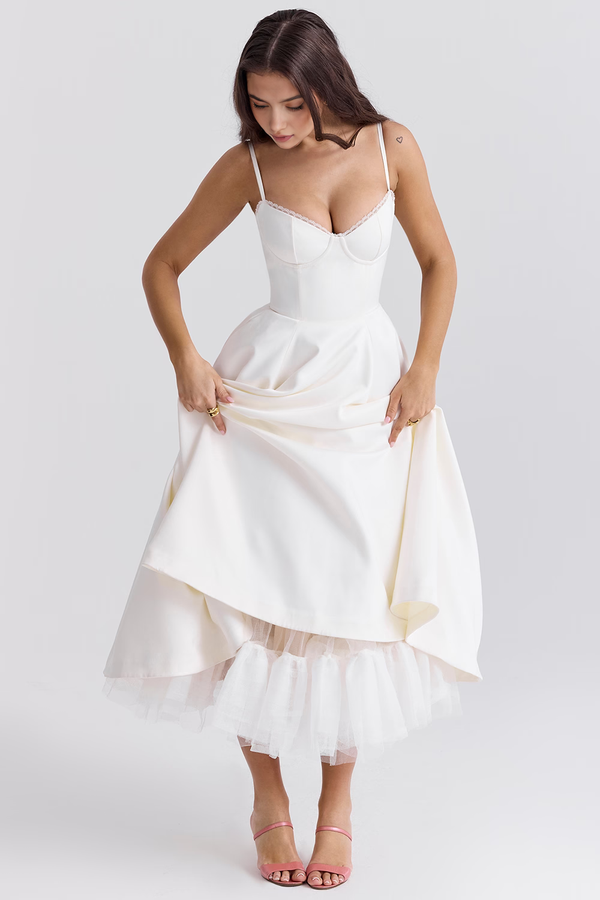 Midi Dress Double-Layer Underwired Satin – Esme - Hadassha