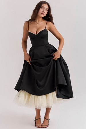 Midi Dress Double-Layer Underwired Satin – Esme - Hadassha