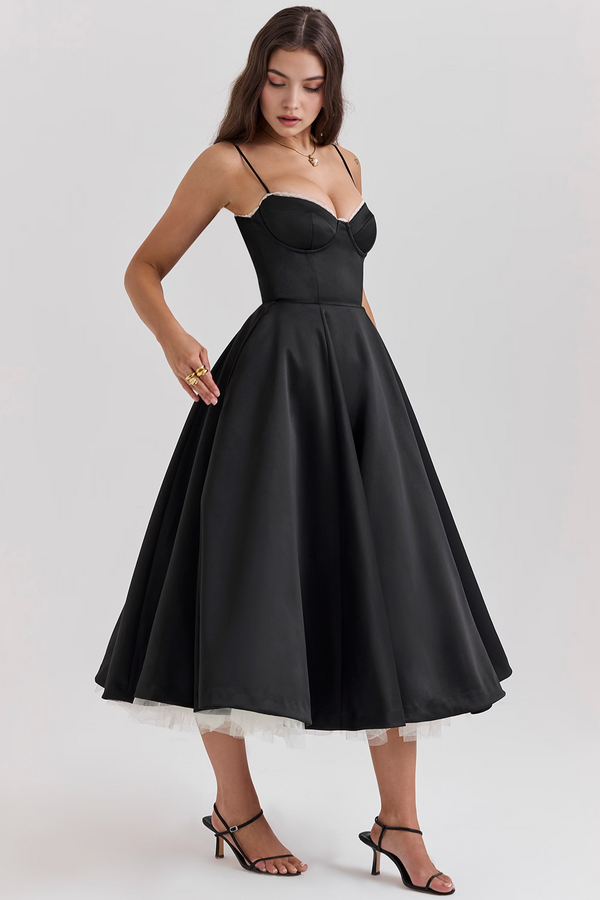 Midi Dress Double-Layer Underwired Satin – Esme - Hadassha