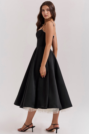 Midi Dress Double-Layer Underwired Satin – Esme - Hadassha