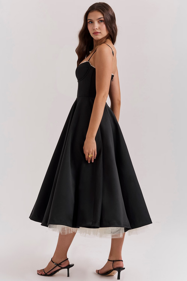 Midi Dress Double-Layer Underwired Satin – Esme - Hadassha