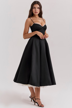 Midi Dress Double-Layer Underwired Satin – Esme - Hadassha