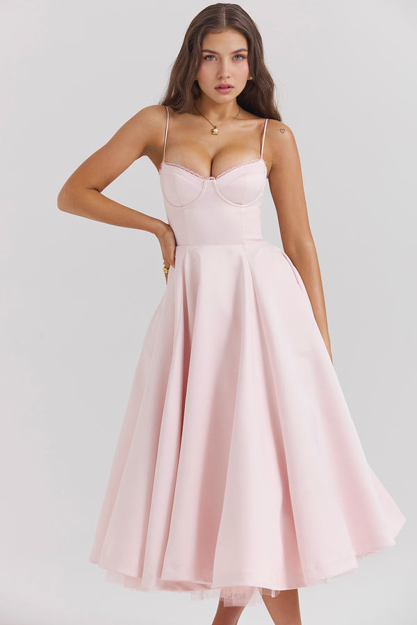 Midi Dress Double-Layer Underwired Satin – Esme - Hadassha