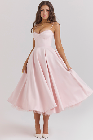 Midi Dress Double-Layer Underwired Satin – Esme - Hadassha