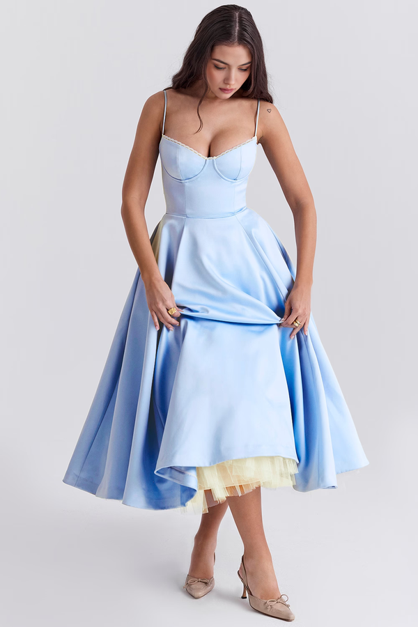 Midi Dress Double-Layer Underwired Satin – Esme - Hadassha