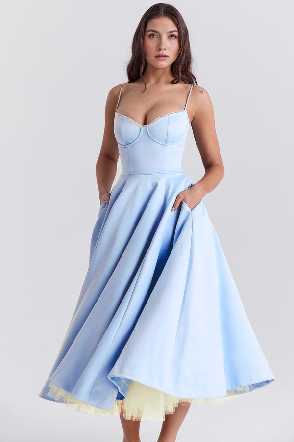 Midi Dress Double-Layer Underwired Satin – Esme - Hadassha
