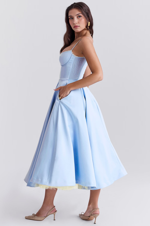 Midi Dress Double-Layer Underwired Satin – Esme - Hadassha