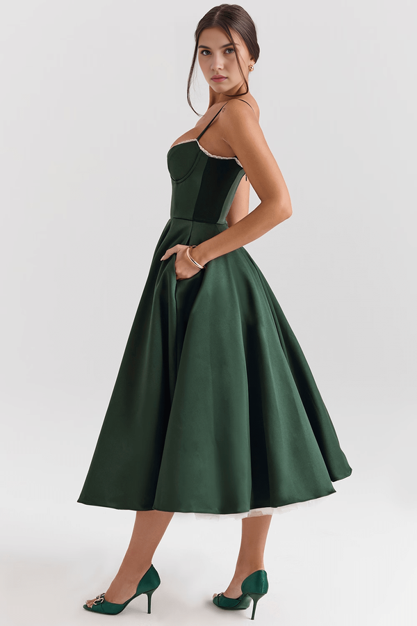 Midi Dress Double-Layer Underwired Satin – Esme - Hadassha