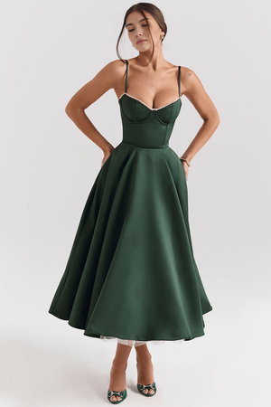 Midi Dress Double-Layer Underwired Satin – Esme - Hadassha