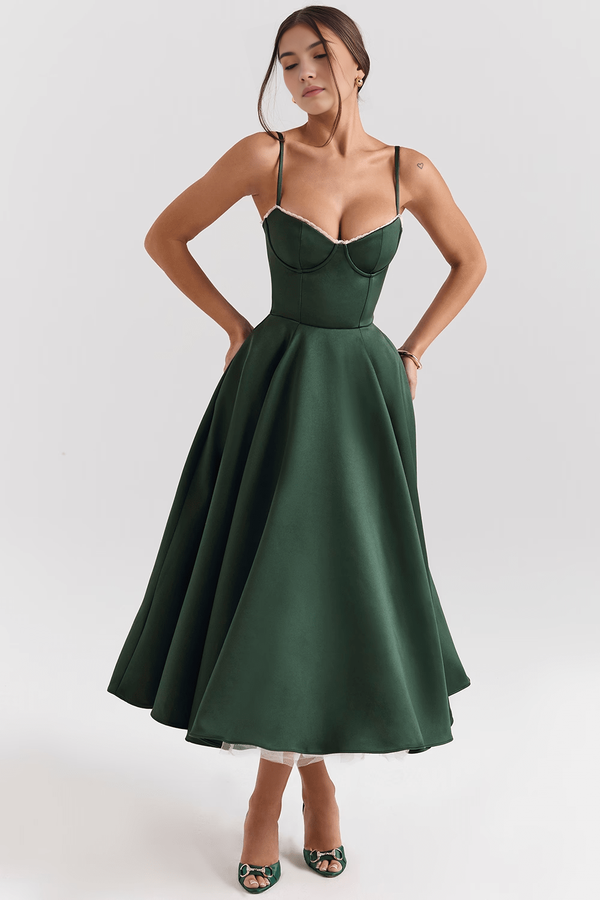 Midi Dress Double-Layer Underwired Satin – Esme - Hadassha