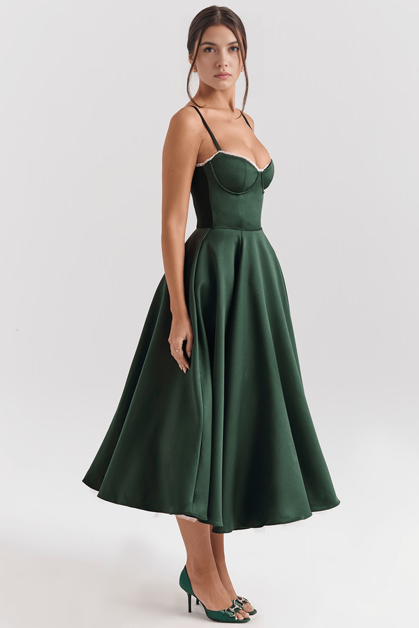 Midi Dress Double-Layer Underwired Satin – Esme - Hadassha