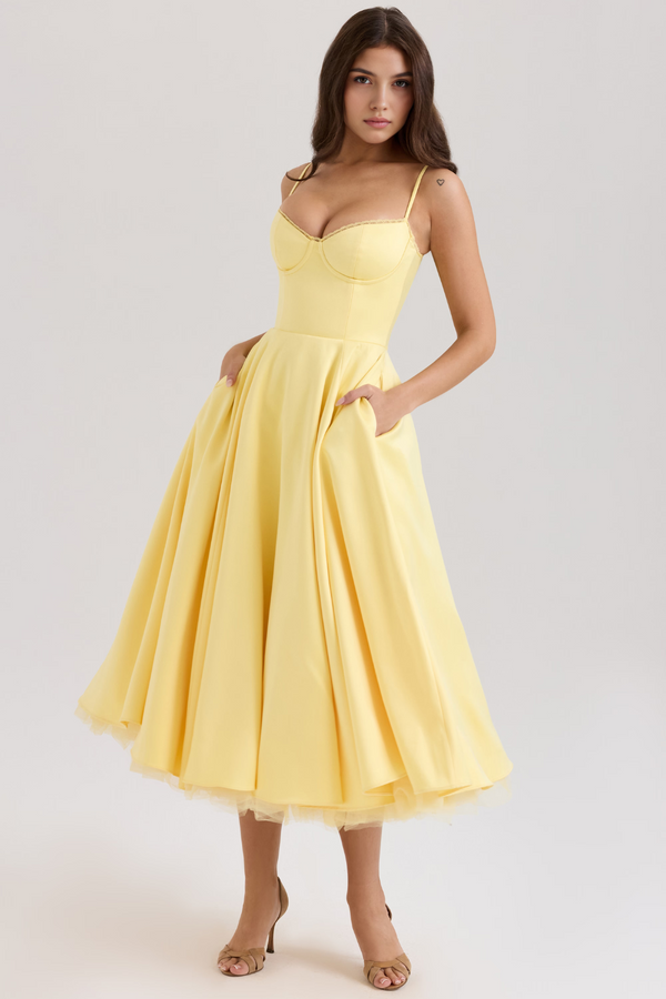 Midi Dress Double-Layer Underwired Satin – Esme - Hadassha