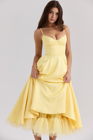 Midi Dress Double-Layer Underwired Satin – Esme - Hadassha