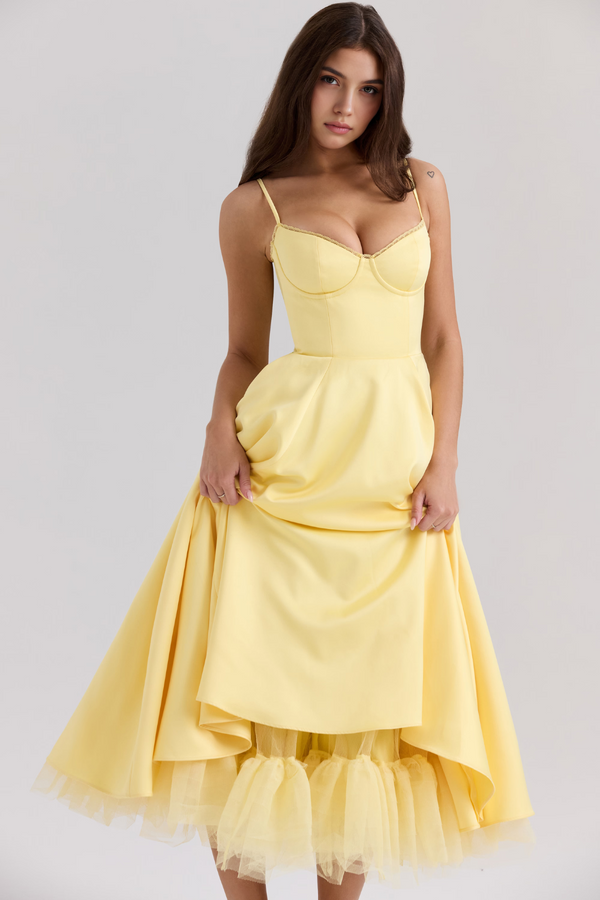 Midi Dress Double-Layer Underwired Satin – Esme - Hadassha