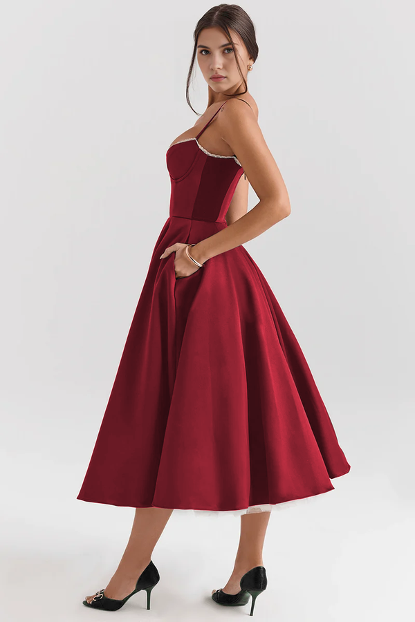 Midi Dress Double-Layer Underwired Satin – Esme - Hadassha