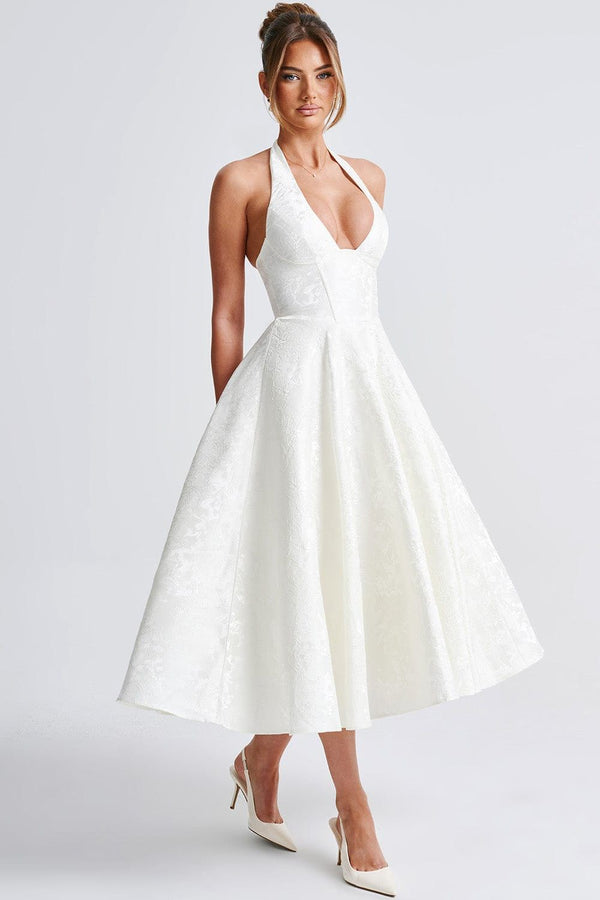 Midi Dress Figure-Flattering Satin – Amelia - Hadassha
