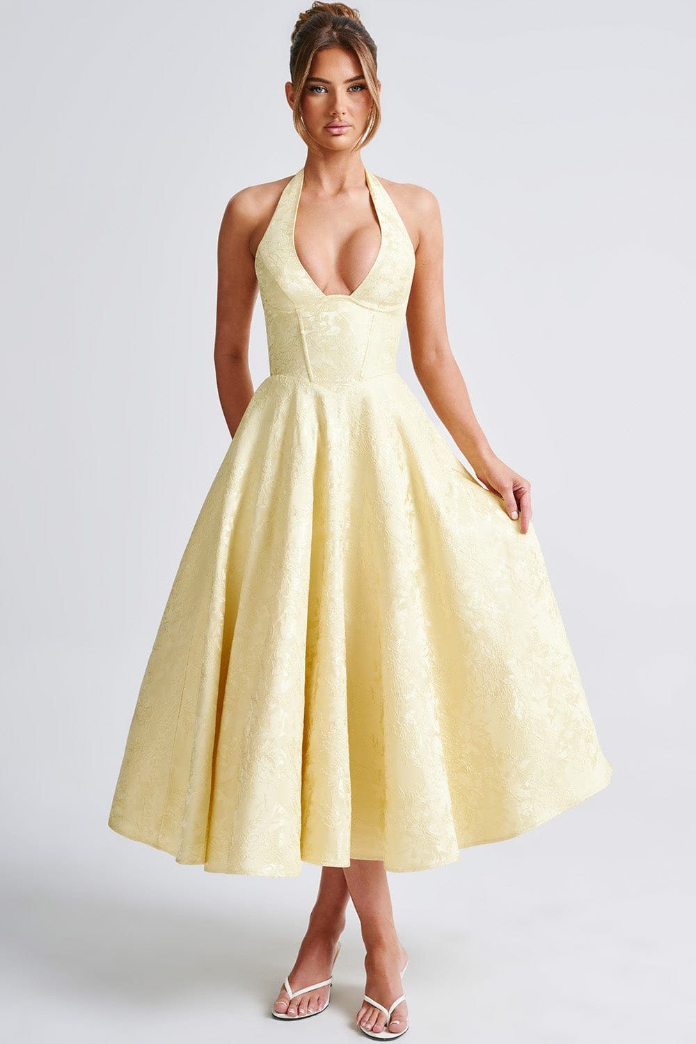 Midi Dress Figure-Flattering Satin – Amelia - L - Hadassha