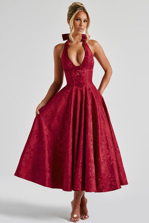 Midi Dress Figure-Flattering Satin – Amelia - S - Hadassha