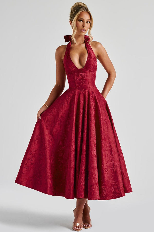Midi Dress Figure-Flattering Satin – Amelia - S - Hadassha