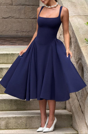 Midi Dress Figure-Flattering Stretch Crepe – Rosina - Hadassha