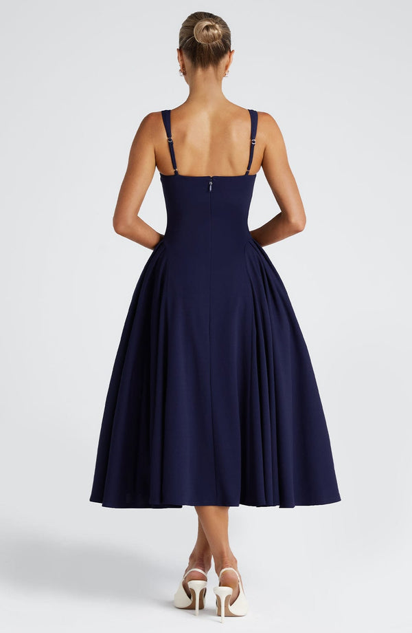 Midi Dress Figure-Flattering Stretch Crepe – Rosina - Hadassha