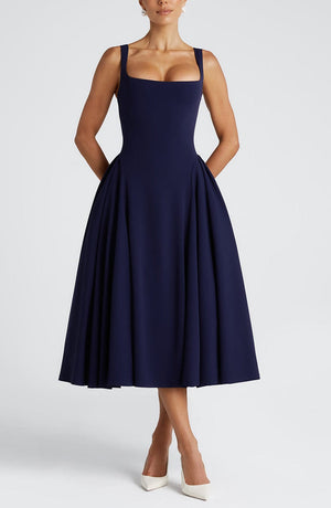 Midi Dress Figure-Flattering Stretch Crepe – Rosina - Hadassha