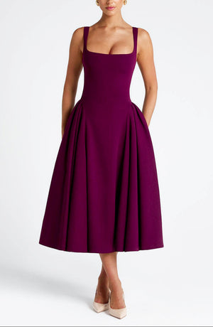 Midi Dress Figure-Flattering Stretch Crepe – Rosina - Hadassha