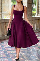 Midi Dress Figure-Flattering Stretch Crepe – Rosina - Maroon - Hadassha
