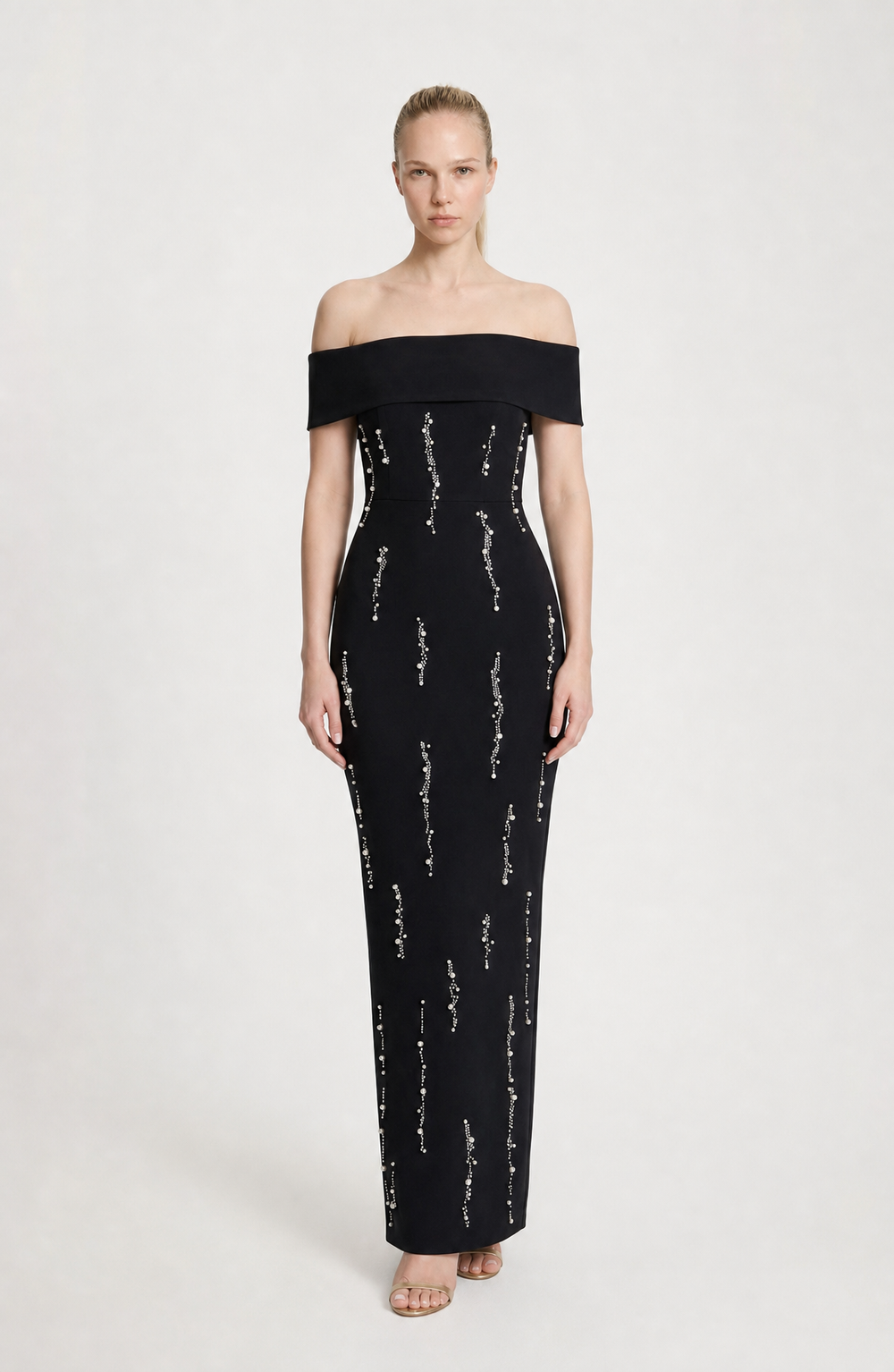 Off-Shoulder Embellished Bodycon Dress – Lucienne - Hadassha